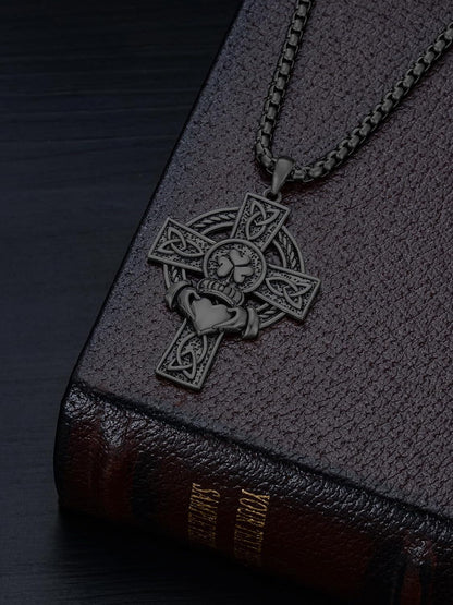 925 Sterling Silver Cross Pendant Necklace for Men Women Amulet Necklace Protection Jewelry Religious Gifts(With Gift Box)