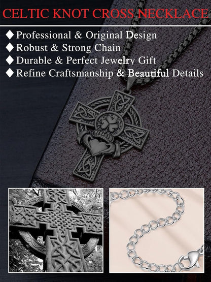 925 Sterling Silver Cross Pendant Necklace for Men Women Amulet Necklace Protection Jewelry Religious Gifts(With Gift Box)