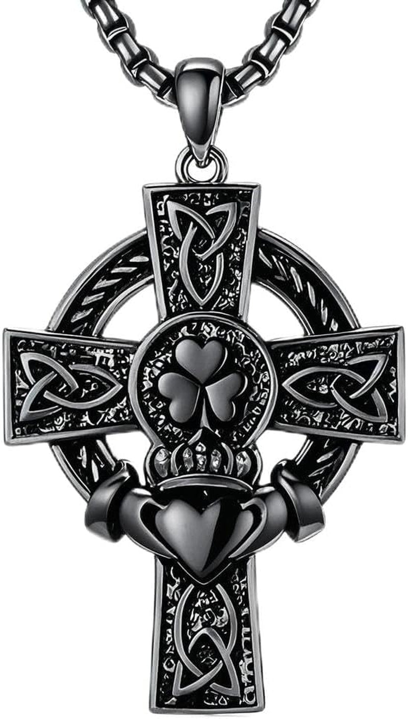 925 Sterling Silver Cross Pendant Necklace for Men Women Amulet Necklace Protection Jewelry Religious Gifts(With Gift Box) - WORLD TIME VISITS