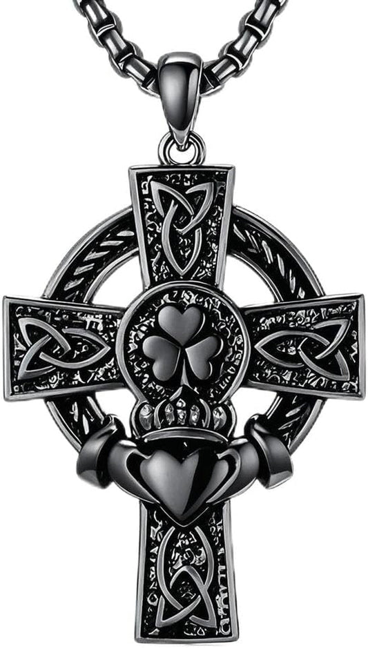 925 Sterling Silver Cross Pendant Necklace for Men Women Amulet Necklace Protection Jewelry Religious Gifts(With Gift Box) - WORLD TIME VISITS