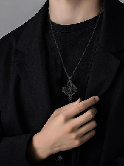 925 Sterling Silver Cross Pendant Necklace for Men Women Amulet Necklace Protection Jewelry Religious Gifts(With Gift Box)