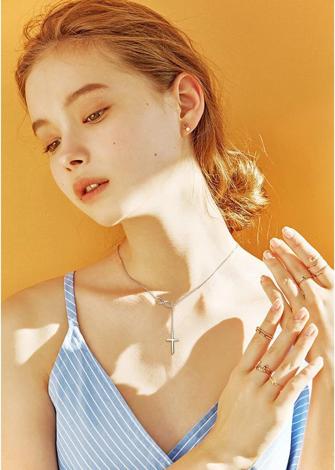 925 Sterling Silver Cross Style Pendant Religious Necklace - WORLD TIME VISITS