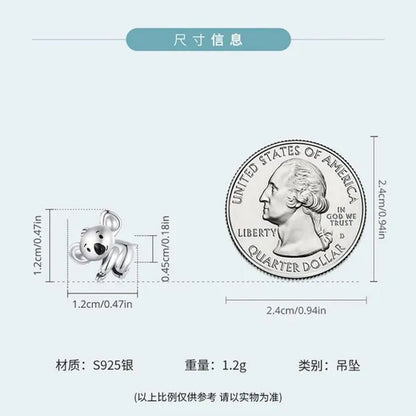925 Sterling Silver Cute Animal Koala Charm Fit Charm Bracelets DIY