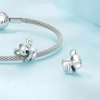 925 Sterling Silver Cute Animal Koala Charm Fit Charm Bracelets DIY - WORLD TIME VISITS