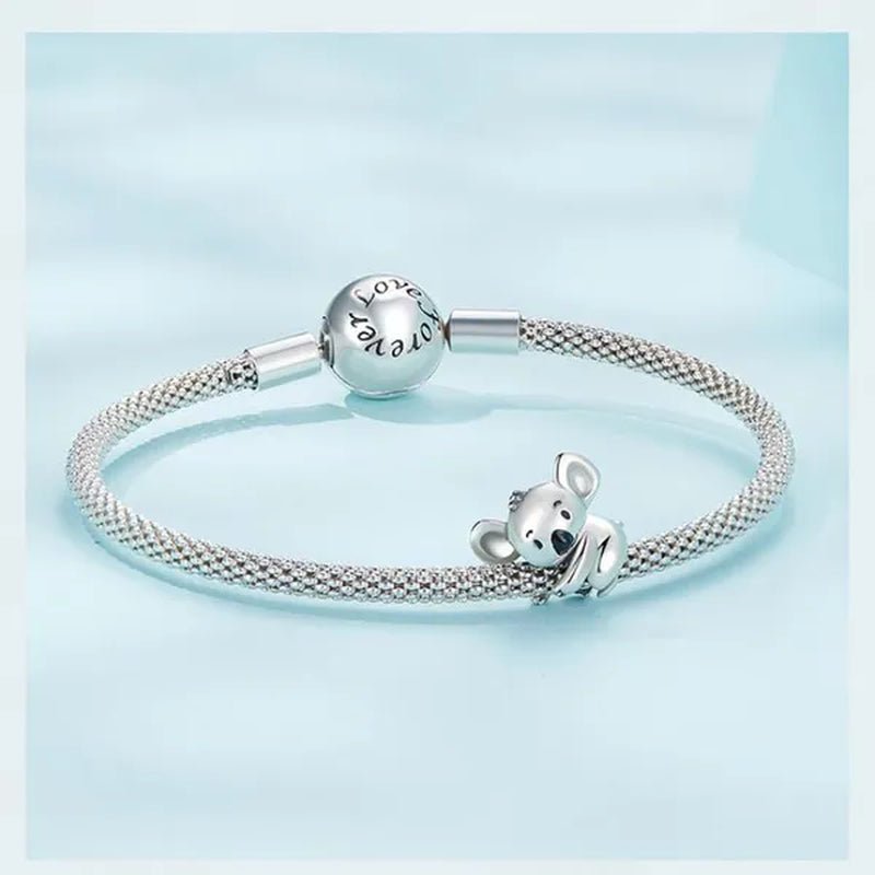 925 Sterling Silver Cute Animal Koala Charm Fit Charm Bracelets DIY
