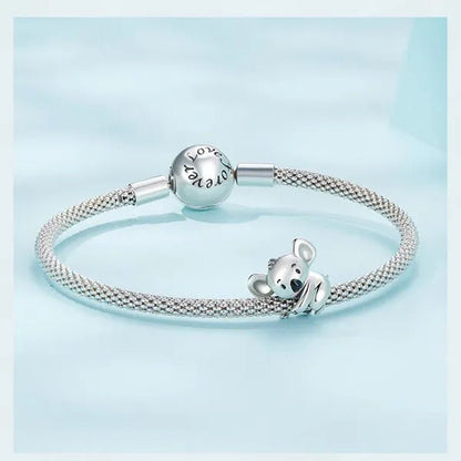 925 Sterling Silver Cute Animal Koala Charm Fit Charm Bracelets DIY