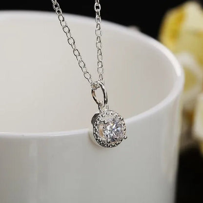 925 Sterling Silver Cute Solid Christmas Gift Noble Fashion Elegant Women Shiny Crystal CZ Necklace Earring Ring Jewelry Set