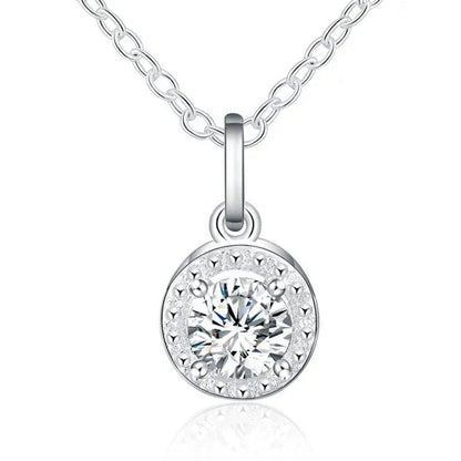 925 Sterling Silver Cute Solid Christmas Gift Noble Fashion Elegant Women Shiny Crystal CZ Necklace Earring Ring Jewelry Set