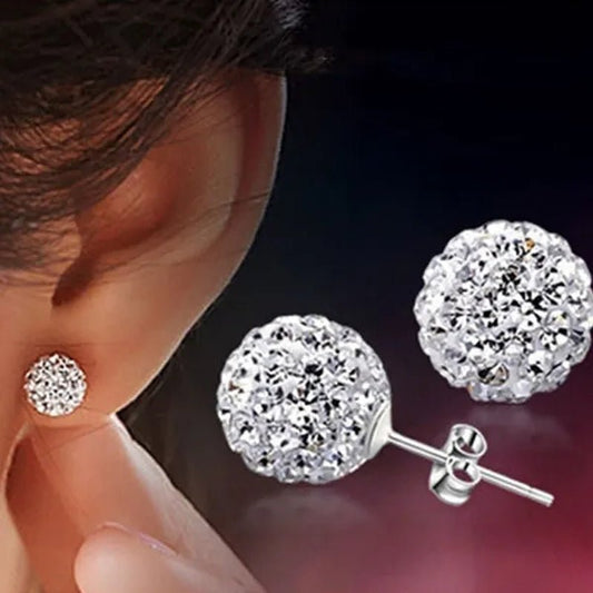 925 Sterling Silver Earrings Super Flash Diamond Earrings Full Diamond Earrings Shambala Ball Pendientes - WORLD TIME VISITS