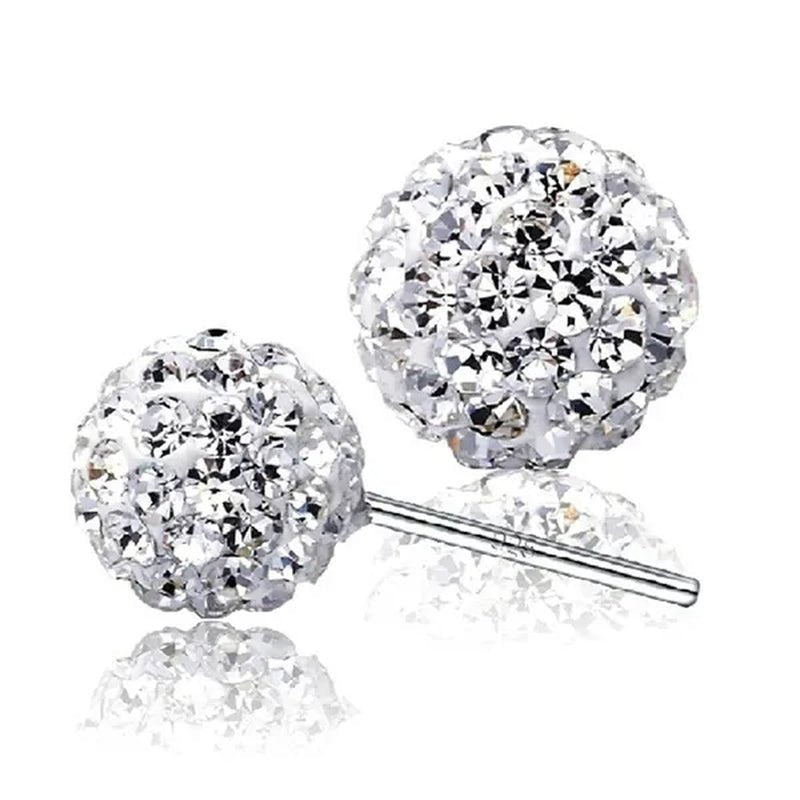 925 Sterling Silver Earrings Super Flash Diamond Earrings Full Diamond Earrings Shambala Ball Pendientes