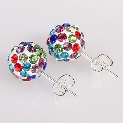 925 Sterling Silver Earrings Super Flash Diamond Earrings Full Diamond Earrings Shambala Ball Pendientes