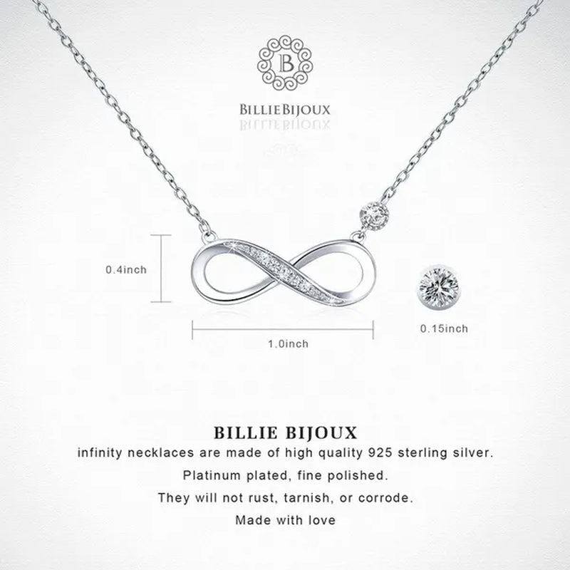 925 Sterling Silver Necklace –“Forever Love” Infinity Heart Love Pendant White Gold Plated Diamond Women Necklace Gift for for Women Girls Valentine'S Day Mother'S Day