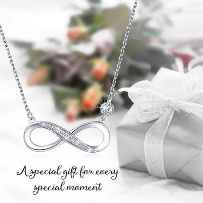 925 Sterling Silver Necklace –“Forever Love” Infinity Heart Love Pendant White Gold Plated Diamond Women Necklace Gift for for Women Girls Valentine'S Day Mother'S Day - WORLD TIME VISITS