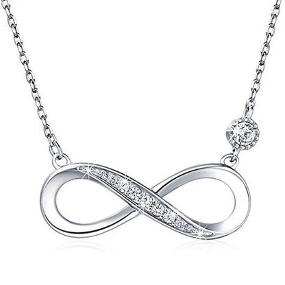 925 Sterling Silver Necklace –“Forever Love” Infinity Heart Love Pendant White Gold Plated Diamond Women Necklace Gift for for Women Girls Valentine'S Day Mother'S Day - WORLD TIME VISITS
