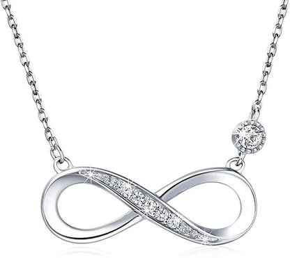 925 Sterling Silver Necklace –“Forever Love” Infinity Heart Love Pendant White Gold Plated Diamond Women Necklace Gift for for Women Girls Valentine'S Day Mother'S Day - WORLD TIME VISITS