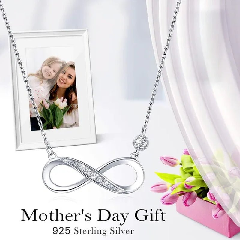 925 Sterling Silver Necklace –“Forever Love” Infinity Heart Love Pendant White Gold Plated Diamond Women Necklace Gift for for Women Girls Valentine'S Day Mother'S Day - WORLD TIME VISITS