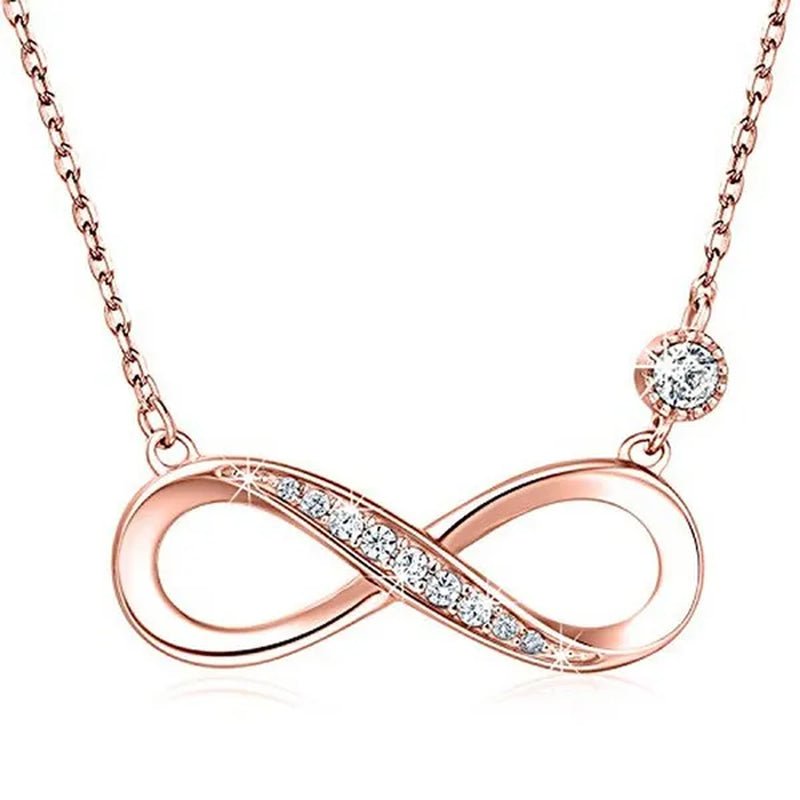 925 Sterling Silver Necklace –“Forever Love” Infinity Heart Love Pendant White Gold Plated Diamond Women Necklace Gift for for Women Girls Valentine'S Day Mother'S Day