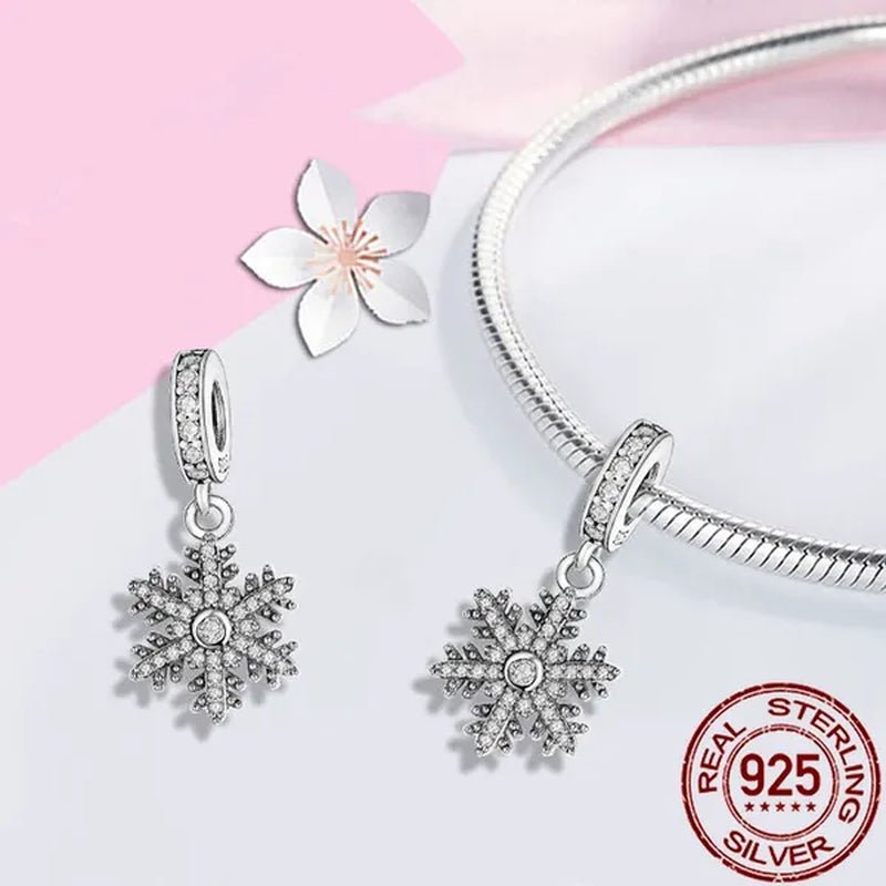 925 Sterling Silver Romantic Snowflake Pendant Charm Fit Charm Bracelets DIY for Christmas Bracelets Hot Jewelry Accessories - WORLD TIME VISITS