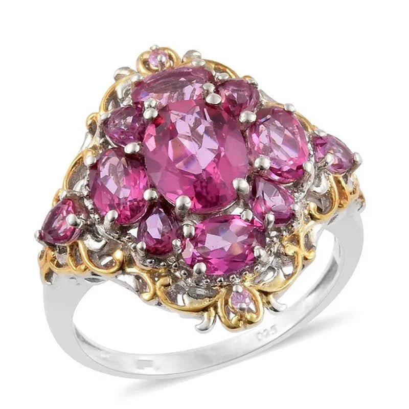 925 Sterling Silver &Ruby Gemstones Women's Engagement Ring and Wedding Band Jewelry Size 6 7 8 9 10