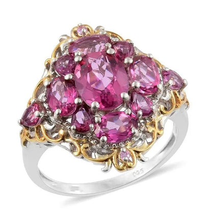 925 Sterling Silver &Ruby Gemstones Women's Engagement Ring and Wedding Band Jewelry Size 6 7 8 9 10