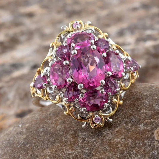 925 Sterling Silver &Ruby Gemstones Women's Engagement Ring and Wedding Band Jewelry Size 6 7 8 9 10 - WORLD TIME VISITS