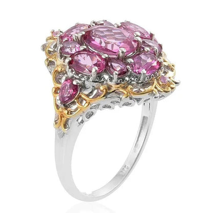 925 Sterling Silver &Ruby Gemstones Women's Engagement Ring and Wedding Band Jewelry Size 6 7 8 9 10