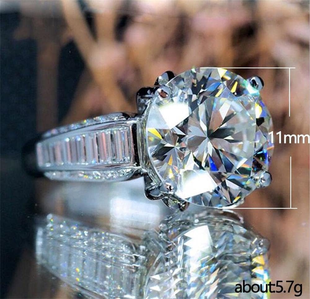 925 Sterling Silver Shiny Full Diamond Gemstone Ring Cubic Zirconia Rings 5 Carat CZ Diamond Multi Row Ring Eternity Engagement Wedding Band Ring for Women