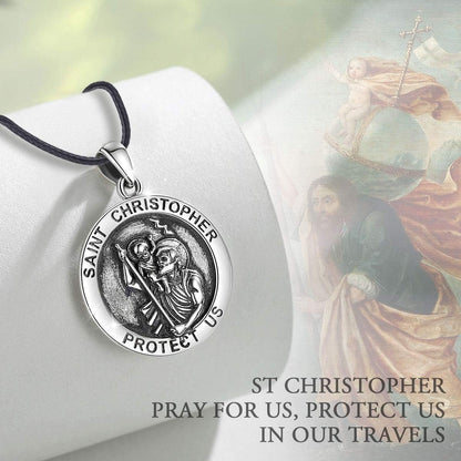 925 Sterling Silver St Michael/St Christopher/St Benedict/Virgin Mary/San Judas Tadeo/Good Shepherd Cross/Archangel Necklace Medal Pendant Protection Religious Amulet Jewelry for Men Women - WORLD TIME VISITS