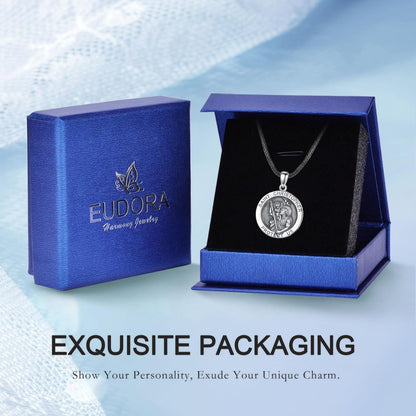 925 Sterling Silver St Michael/St Christopher/St Benedict/Virgin Mary/San Judas Tadeo/Good Shepherd Cross/Archangel Necklace Medal Pendant Protection Religious Amulet Jewelry for Men Women