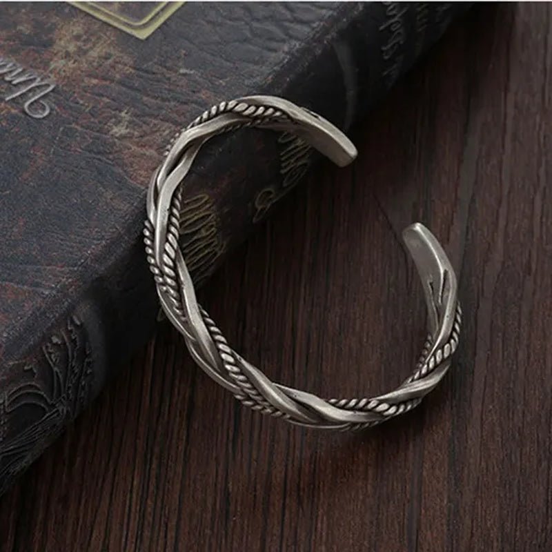 925 Sterling Silver Twisted Woven Bracelet Man Women Neutral Retro Thai Original Handmade Exquisite Unique Opening Bangle Gift