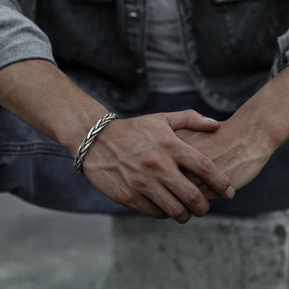 925 Sterling Silver Twisted Woven Bracelet Man Women Neutral Retro Thai Original Handmade Exquisite Unique Opening Bangle Gift