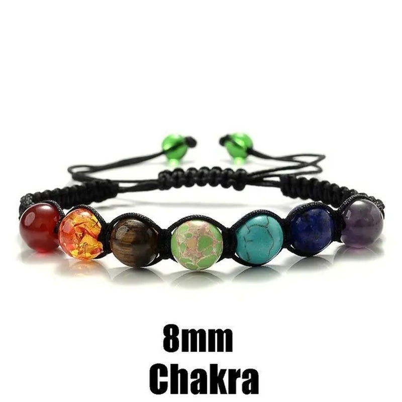 New Fashion Classic 7 Chakra Beads Bracelet Natural Stone Black Rope Braided Yoga Reiki Healing Balance Bracelets Bangles Couple Bead Bracelet Meditation Gift Jewelry