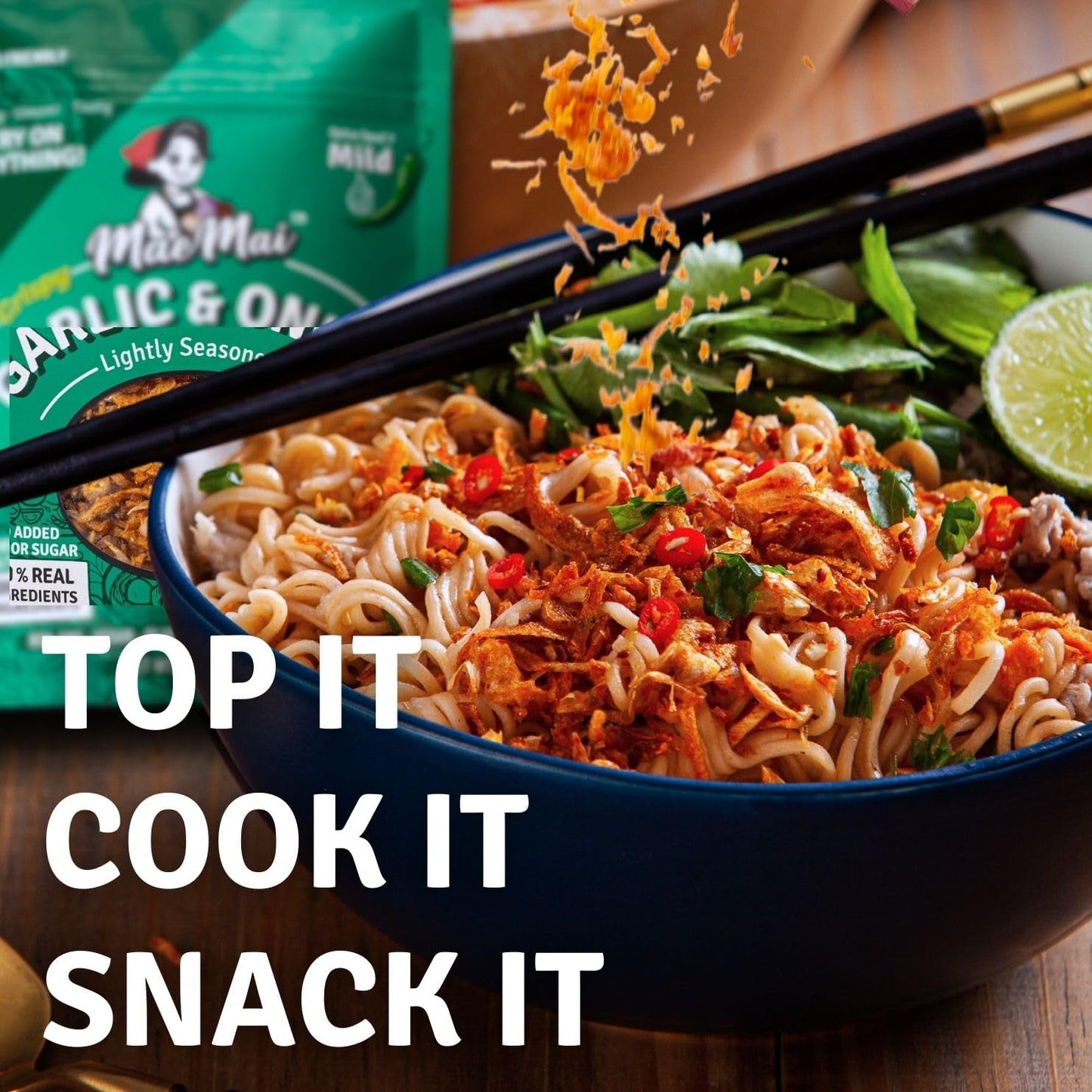 MILD Spice - Non-Oily Chili Crisp Topper, Rice Seasoning, Ramen Topper, Furikake | Umami Onion & Garlic Flakes | 2.65Oz (75G)