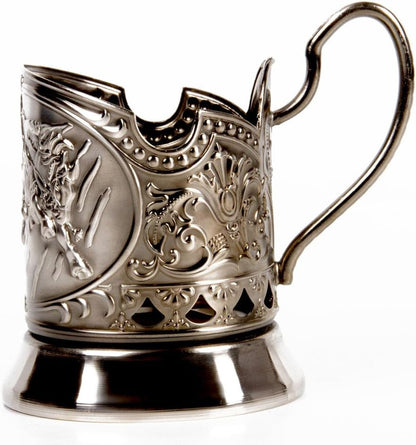Soviet Drinking Glass Holder Three Bogatyrs Russian Tea Glass Holder/Russian Podstakannik for Hot or Cold Liquids - WORLD TIME VISITS