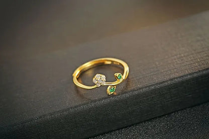 925 Sterling Silver Open Rings for Women Retro Vintage Style Gold Plated Silver Jewelry Adjustable Rings Love Gift