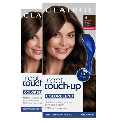 Root Touch-Up by Nice'N Easy Permanent Hair Dye, 4 Dark Brown Hair Color, Pack of 2 - WORLD TIME VISITS
