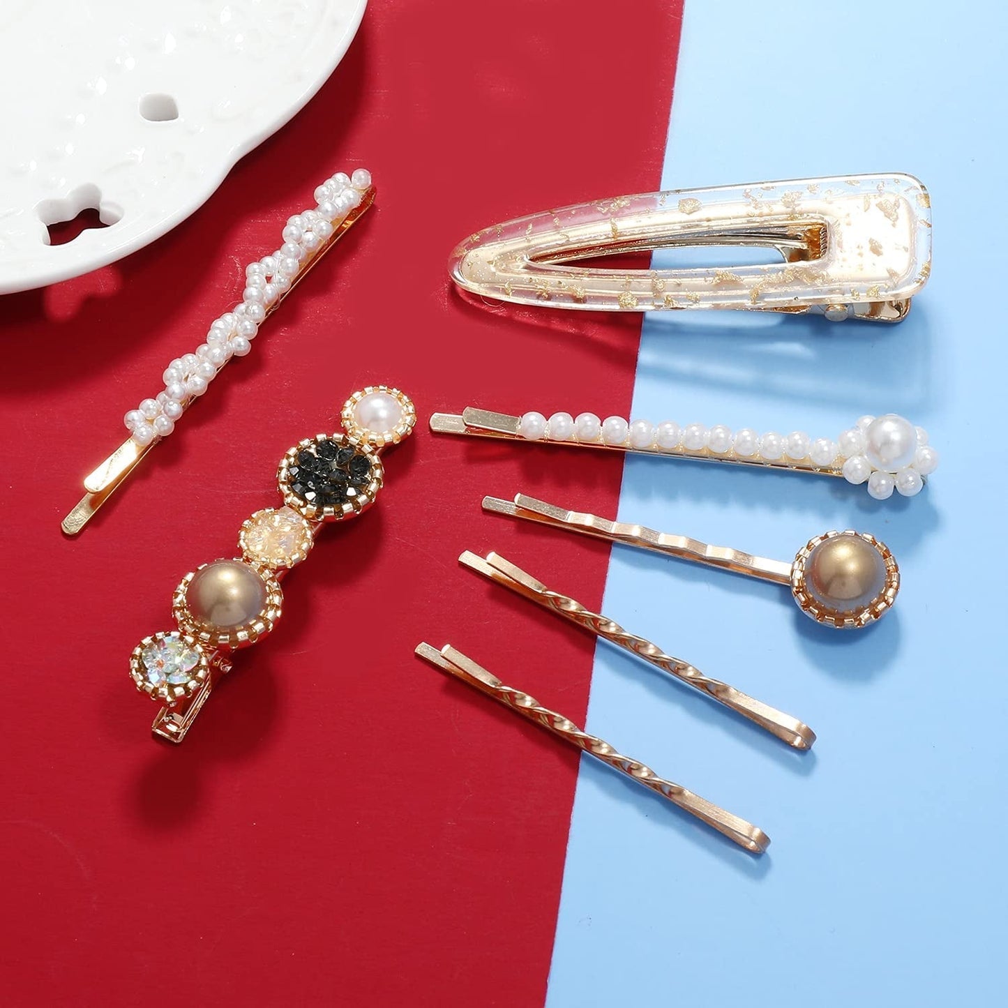 Women Hair Accessories 18PCS Handmade Simulation Pearl Barrettes Clip Set Geometric Flower Bobby Hairpin Girls Headwear…
