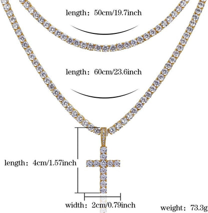 Cross Chain for Men Gold Cross Necklace 14K Gold Plated Large Nail Cross Chain Iced Out CZ Pendant Hip Hop Jewelry for Women with Stainless Rope Chain