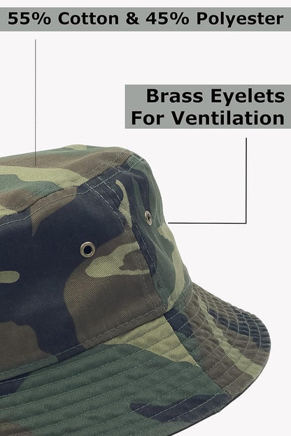 Bucket Hat 100% Cotton & Denim Lightweight Packable Outdoor Summer Beach Fishing Sun Hat