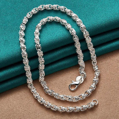925 Sterling Silver Faucet Beaded Necklace Silver Chain for Woman Men Wedding Engagement Party Jewelry