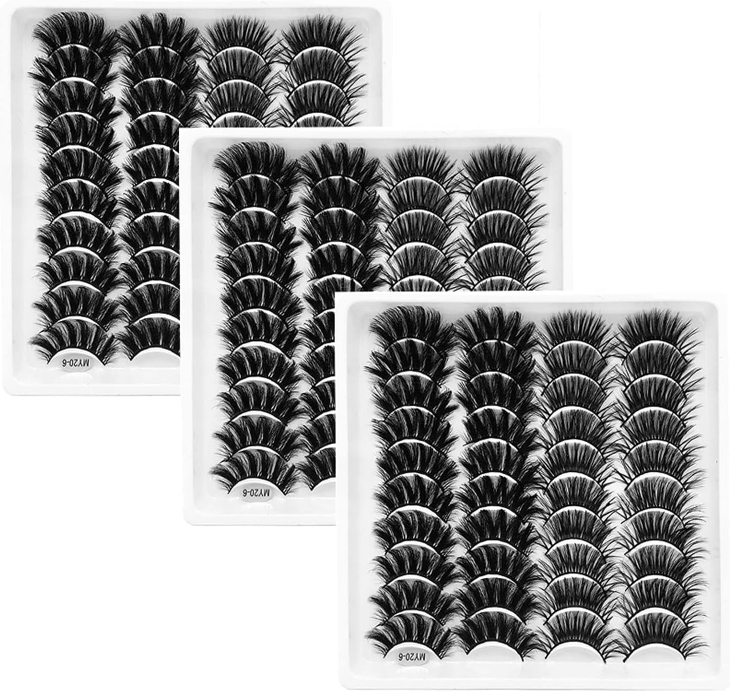 60 Pairs Fluffy Wispy False Eyelashes Natural Look Russian Strip Lashes 8D Curly Effect Reusable Fake Eyelashes Soft Eyes Lash Multipack,M06 - WORLD TIME VISITS