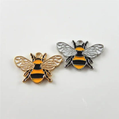 30pcs Zinc Alloy Bee Shape Charms Necklace Pendant Creative Gold Silver Bracelet Handmade DIY Jewelry Accessories