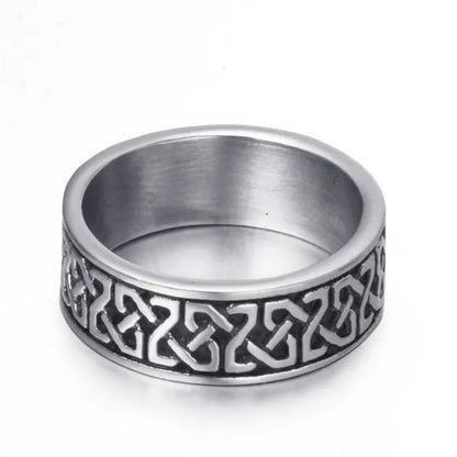 8mm Men's Boy's Stainless Steel Ring Band Celtic Knot Silver Black Biker jewelry Size 8-15