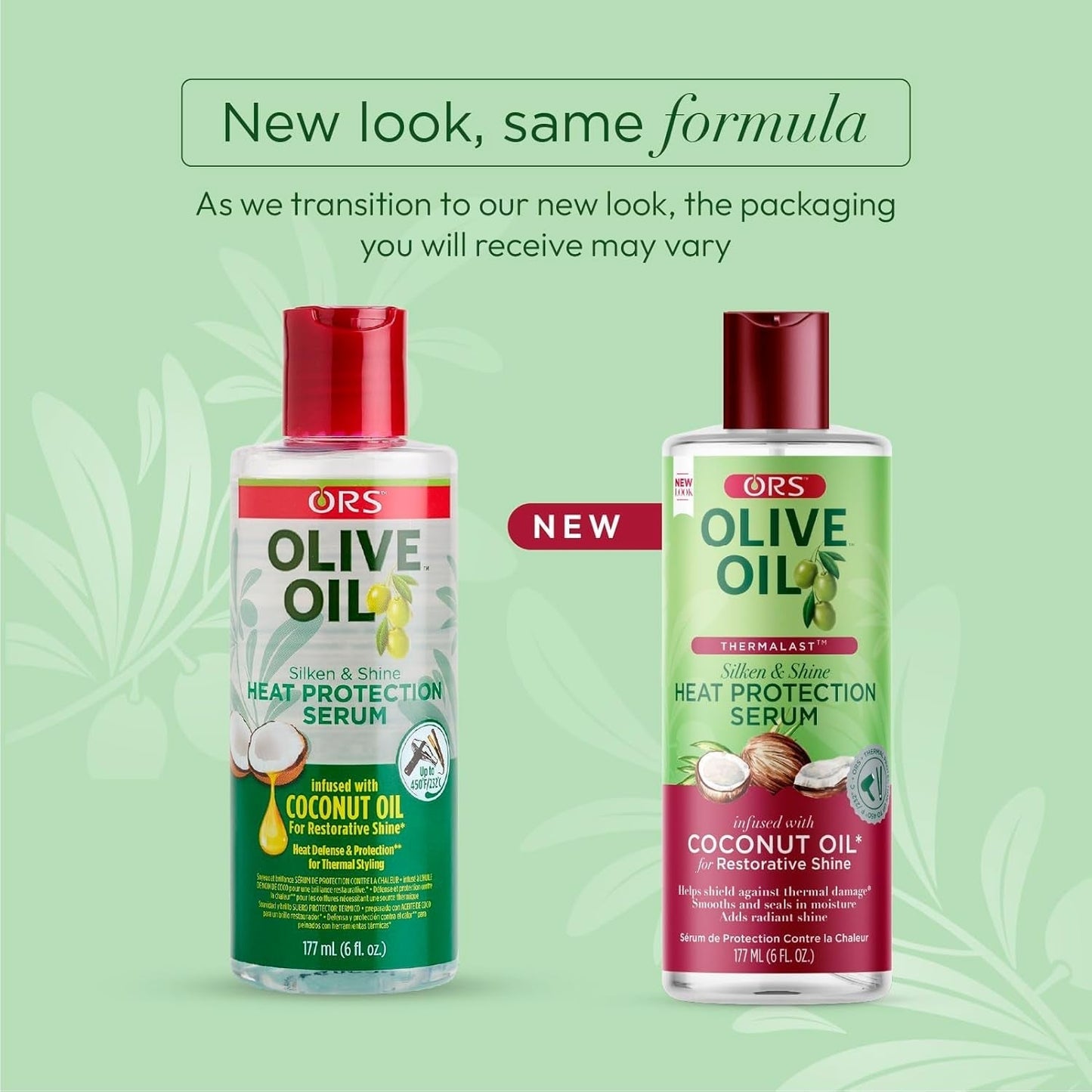 Olive Oil Heat Protection Hair Serum Infused with Coconut Oil for Restorative Shine - 6 Ounces (Pack of 1)