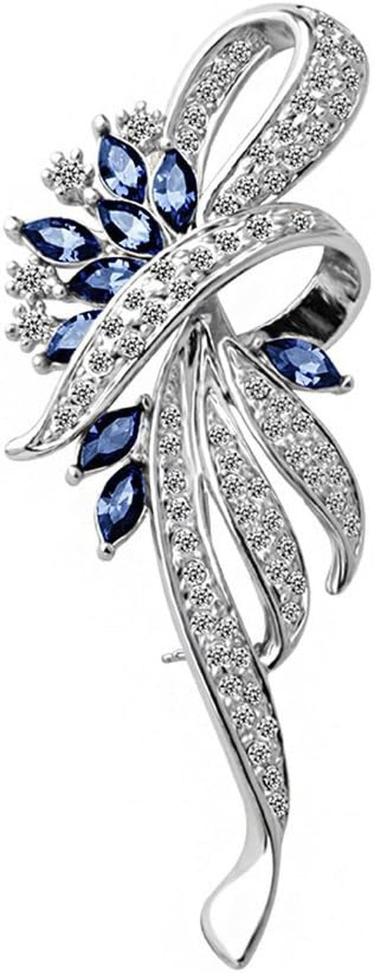 Created Crystal Brooch Fancy Vintage Style Flower Brooch Pin for Women, Girls, Ladies with Blue/Purple Created Crystal | Vintage Fashion | Brooches and Pins for Women | Ladies Jewelry