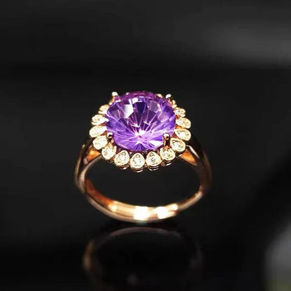 Natural Amethyst Fireworks Cut Loose Gemstone 8MM High-quality Ring Face Necklace Jewelry DIY Making Loose Diamond Purple Gemstone