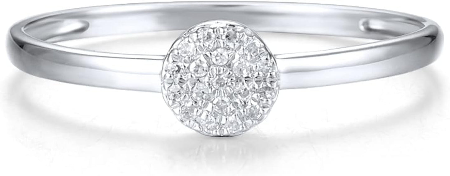 10K Solid Gold Genuine Diamond Simple Dainty Ring for Women