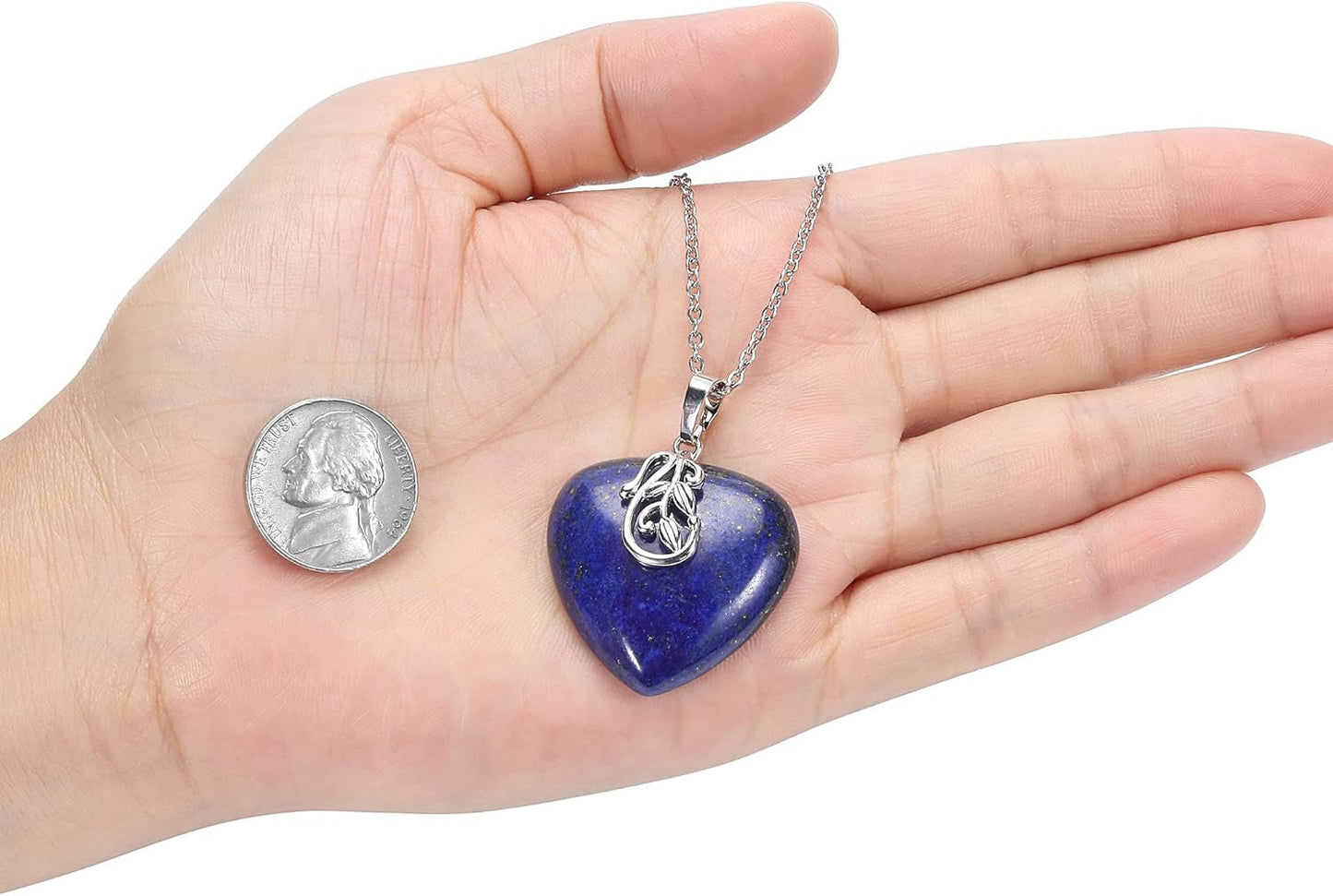 Natural Healing Crystal Love Heart Pendant Necklace Reiki Gemstone Quartz Stone Necklace Women Jewelry Anniversary Valentine'S Birthday Gift for Mother, Girlfriend