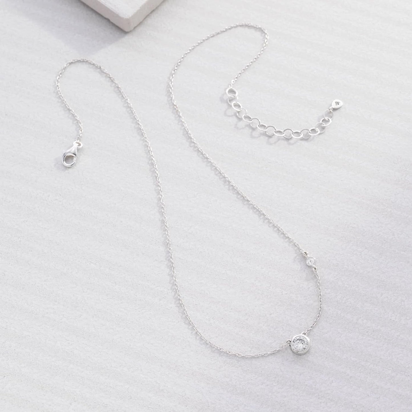 'Marvel' Cubic Zirconia Necklace in Sterling Silver, 16" + 2"