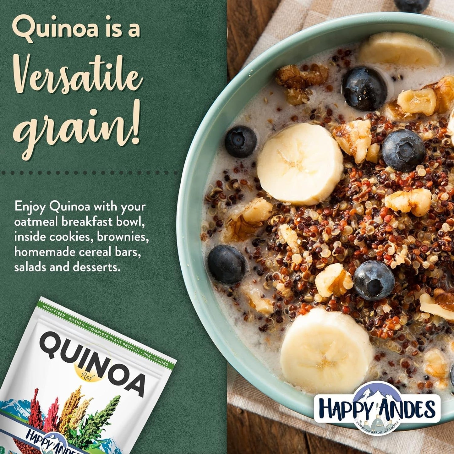 Red Quinoa, Non-Gmo & Gluten, Whole Grain Rice Substitute, Ready to Cook Food for Oats & Seeds Recipes, Healthy Meal with Vitamins & Protein, Best Value, 3 Lb